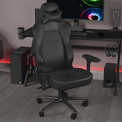 Emma and Oliver Teknik Ergonomic High Back Adjustable Gaming Chair with 4D Armrests, Head Pillow and Adjustable Lumbar Support