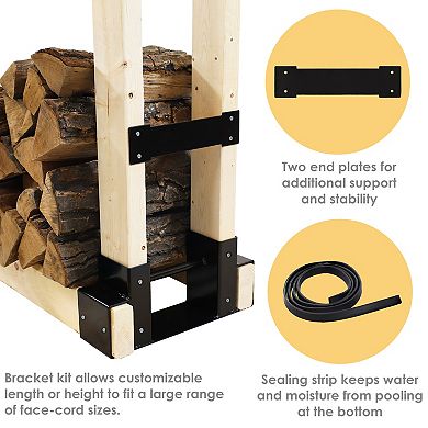 Sunnydaze Steel Adjustable Firewood Log Rack Bracket Kit - Set of 3
