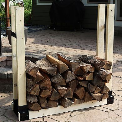 Sunnydaze Steel Adjustable Firewood Log Rack Bracket Kit - Set of 3