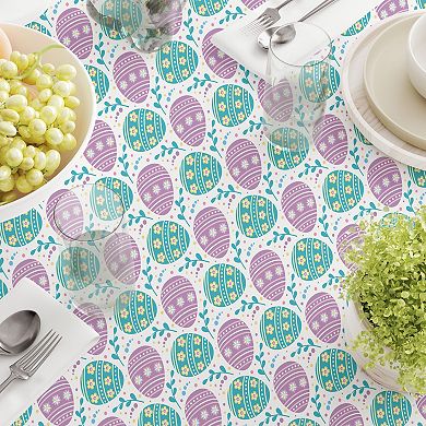 Square Tablecloth, 100% Cotton, 60x60", Daisy Doodle Easter Eggs