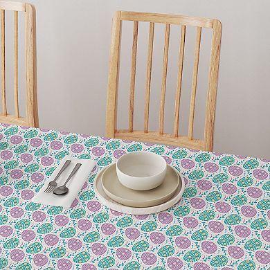 Square Tablecloth, 100% Cotton, 60x60", Daisy Doodle Easter Eggs