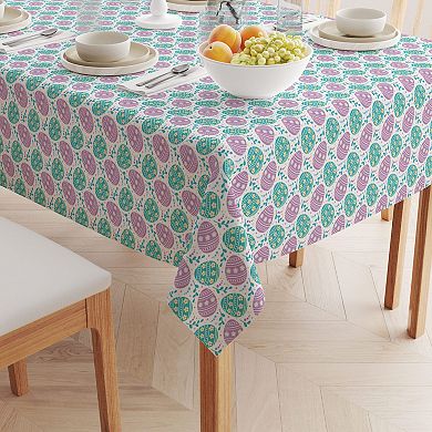 Square Tablecloth, 100% Cotton, 60x60", Daisy Doodle Easter Eggs