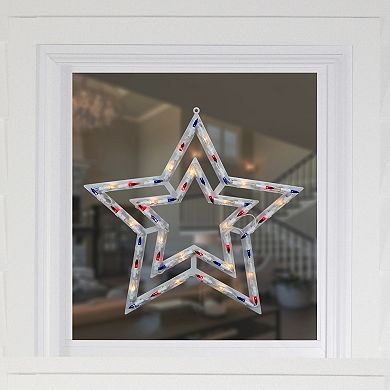 Northlight 17" Lighted Red, White and Blue Patriotic Star Window Silhouette Decoration