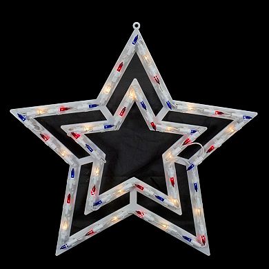 Northlight 17" Lighted Red, White and Blue Patriotic Star Window Silhouette Decoration