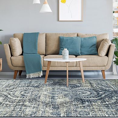 SUPERIOR Salford Modern Medallion Non-Slip Indoor Area Rug