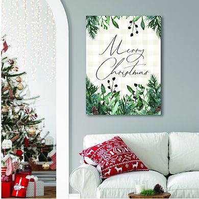 COURTSIDE MARKET Merry Christmas Country Plaid Wall Art