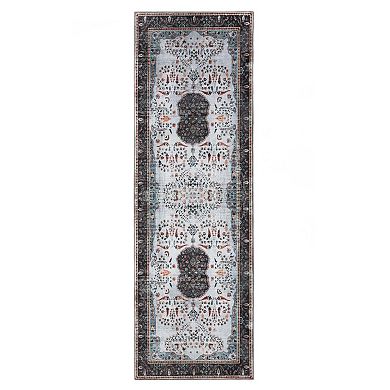 SUPERIOR Floral Pattern Bordered Washable Area Rug