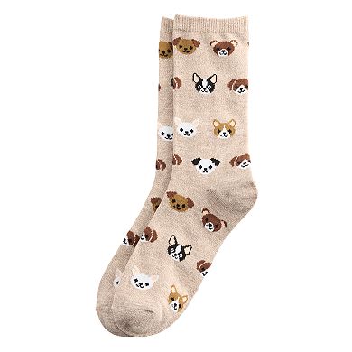 Women's Dog Faces Novelty Crew Socks