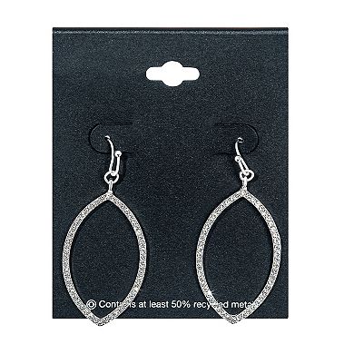 Silver Tone Rhinestone Open Oval Drop Earrings