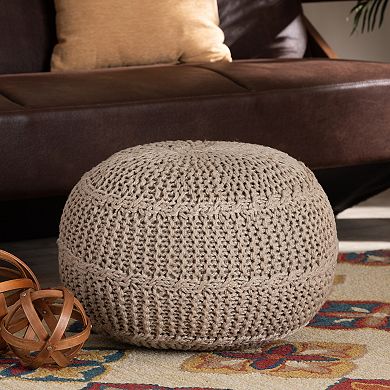 Baxton Studio Palmas Woven Round Pouf Ottoman