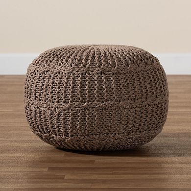 Baxton Studio Palmas Woven Round Pouf Ottoman