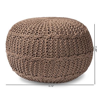 Baxton Studio Palmas Woven Round Pouf Ottoman