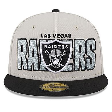 Men's New Era Stone/Black Las Vegas Raiders 2023 NFL Draft On Stage 59FIFTY Fitted Hat