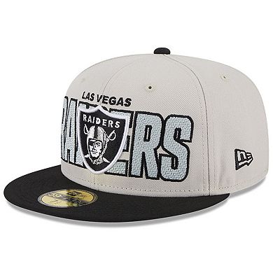 Men's New Era Stone/Black Las Vegas Raiders 2023 NFL Draft On Stage 59FIFTY Fitted Hat