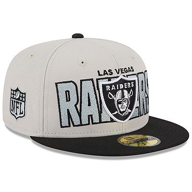 Men's New Era Stone/Black Las Vegas Raiders 2023 NFL Draft On Stage 59FIFTY Fitted Hat