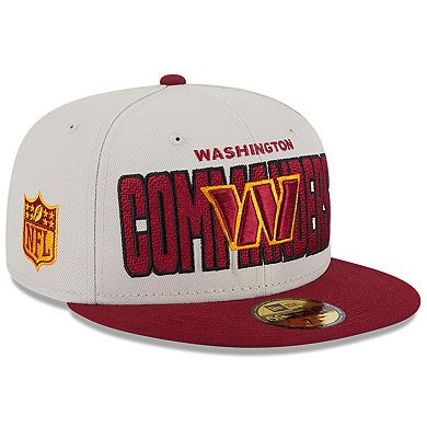 Men's New Era Stone/Burgundy Washington Commanders 2023 NFL Draft On Stage 59FIFTY Fitted Hat