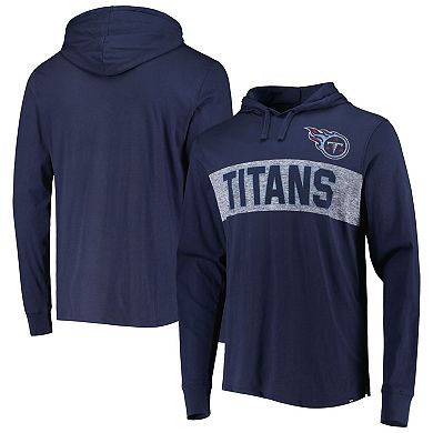 Men's '47 Navy Tennessee Titans Field Franklin Hooded Long Sleeve T-Shirt