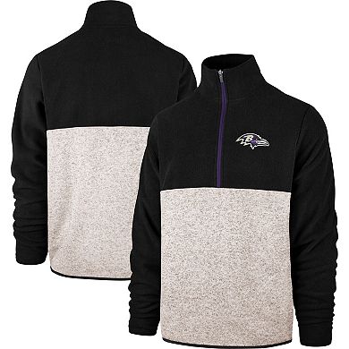 Men's '47 Black/Cream Baltimore Ravens Color Block Kodiak Half-Zip Jacket