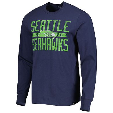 Men's '47 College Navy Seattle Seahawks Brand Wide Out Franklin Long Sleeve T-Shirt