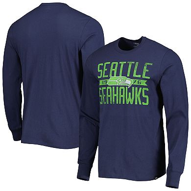 Men's '47 College Navy Seattle Seahawks Brand Wide Out Franklin Long Sleeve T-Shirt