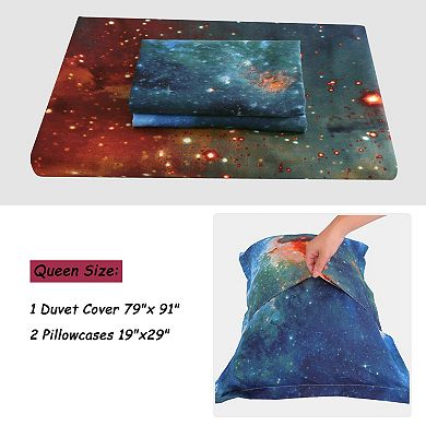 Sky Cosmos Night Pattern 3D Printed 3pcs Bedding Duvet Cover Set Queen