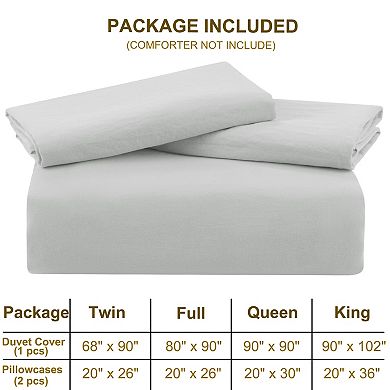 3 Pcs Duvet Cover Set Washed Brushed Microfiber Soft Twin