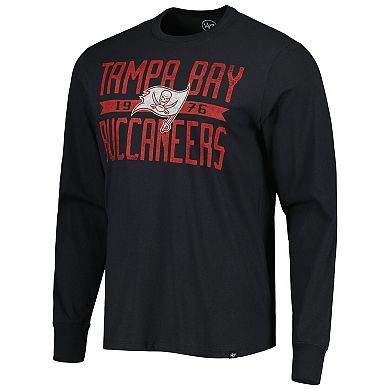 Men's '47 Black Tampa Bay Buccaneers Brand Wide Out Franklin Long Sleeve T-Shirt
