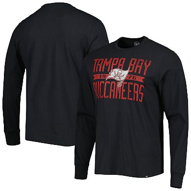 Men's '47 Black Tampa Bay Buccaneers Brand Wide Out Franklin Long Sleeve T-Shirt