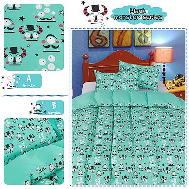 Polyester Kids Duvet Cover 3 Piece Set Alien Pattern Full