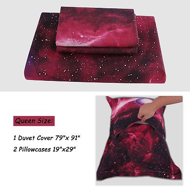 Galaxy Sky Cosmos Night Pattern 3D Printed 3pcs Bedding Duvet Cover Set Queen