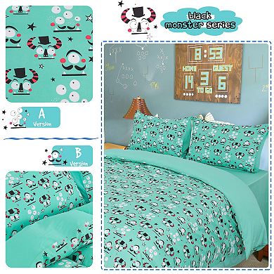 Polyester Microfiber 5 Piece Kids Bedding Set Alien Pattern Twin