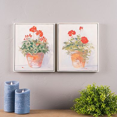 Melrose 2-Piece Framed Potted Geranium Print Wall Art