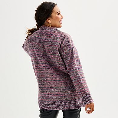 Juniors' Plus Size SO® Oversized Pullover Heart Sweater