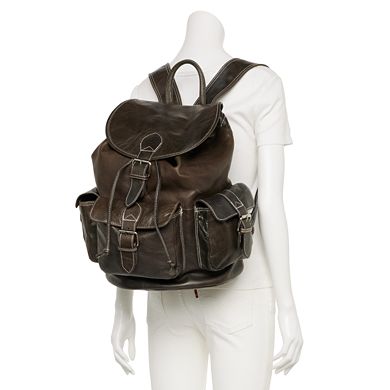 AmeriLeather Vacationer Jumbo Dark Brown Leather Backpack