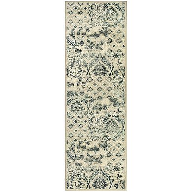 Superior Distressed Floral Damask Indoor Area Rug or Runner