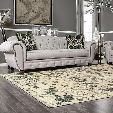 Superior Distressed Floral Damask Indoor Area Rug or Runner