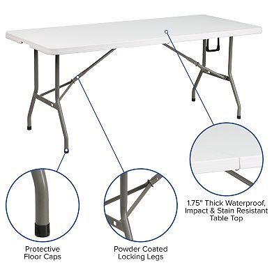 Flash Furniture Otis 10' x 10' Wheeled Pop Up Canopy Tent, 6' Folding Table, & 4 Folding Chairs Set