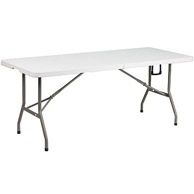 Flash Furniture Otis 10' x 10' Wheeled Pop Up Canopy Tent, 6' Folding Table, & 4 Folding Chairs Set