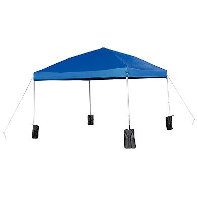 Flash Furniture Otis 10' x 10' Wheeled Pop Up Canopy Tent, 6' Folding Table, & 4 Folding Chairs Set