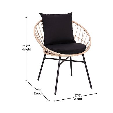 Flash Furniture Devon Indoor / Outdoor Side Table & Papasan-Style Chairs 3-piece Set