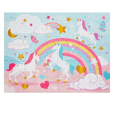 100 Piece Rainbow Unicorn Kids Floor Puzzle, Giant Jigsaw Puzzles for Girls (2.3 x 3 Feet)