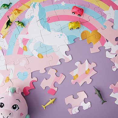 100 Piece Rainbow Unicorn Kids Floor Puzzle, Giant Jigsaw Puzzles for Girls (2.3 x 3 Feet)