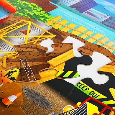 48 Piece Giant Construction Floor Puzzle for Kids Ages 3-5 and 4-8, Toddler Preschool Learning (2 x 3 Feet)