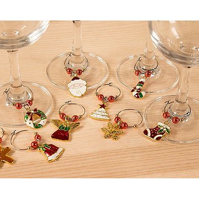 12 Piece Christmas Wine Glass Charms, Holiday Drink Markers (2 Inches)