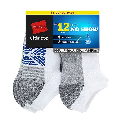 Boys 4-20 Hanes Ultimate 10+2 Bonus Pack No Show Socks
