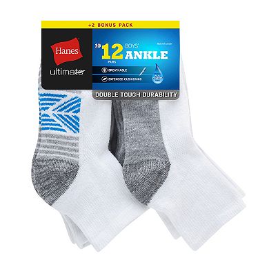 Boys 4-20 Hanes Ultimate 10+2 Bonus Pack Ankle Socks
