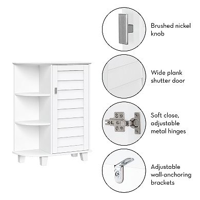 RiverRidge Home Brookfield One Door Storage Floor Cabinet with Side Shelves