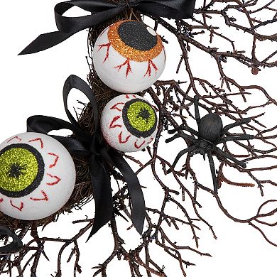 Northlight Eyeballs Spiders Halloween Twig Wreath