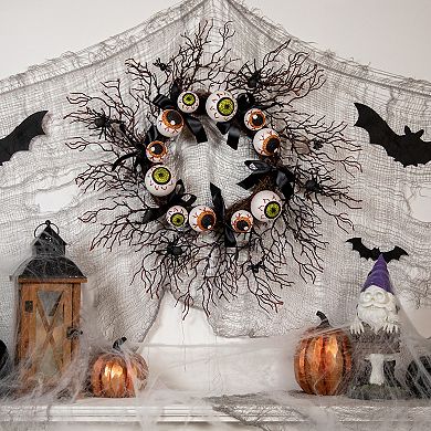 Northlight Eyeballs Spiders Halloween Twig Wreath