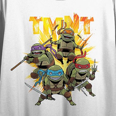 Juniors' World of TMNT Turtles and Logo Graphic Tee